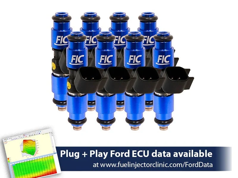 1440cc (140 lbs/hr at 43.5 PSI fuel pressure) FIC Fuel Injector Clinic Injector Set for Mustang GT (2005-2016 )/GT350 (2015-2016)/ Boss 302 (2012-2013)/Cobra (1999-2004) (High-Z)