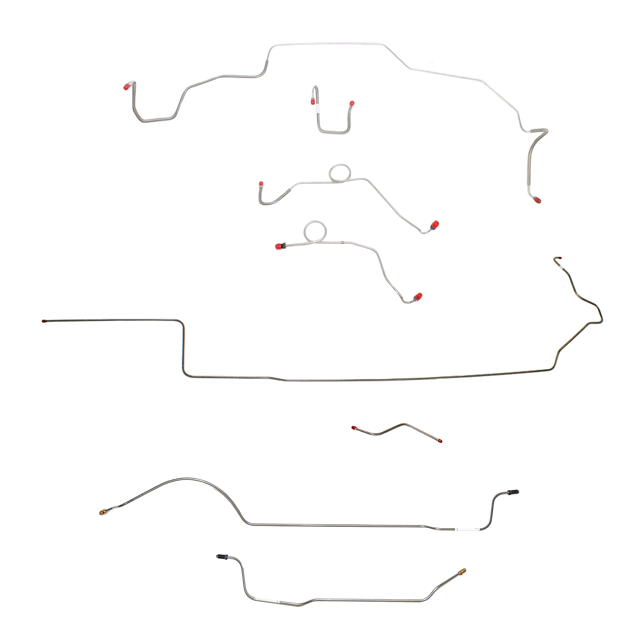 CBK0666- 1968-69 MOPAR B-body w/ Power Disc, Left Ported Master, Right Front OVER Frame, 8-3/4'' Axle; Complete Brake Line Kit