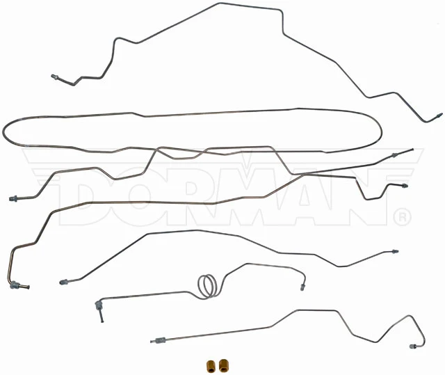 FL919227- 99-01 Ford F-250 / F-350 Super Duty 4wd, RWABS, Staggered Rear, Reg Long / Extended Short Bed, Complete Brake Line Kit; Stainless