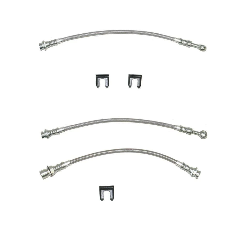 1966-1967 Chevy Chevelle, El Camino, Nova, Camaro with Front Disc Standard Duty, Brake Hose Kit; Braided Stainless