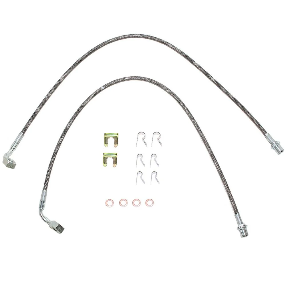 HSP0001SS - 99-07 GM Truck 1500/1500HD/2500/2500HD/3500 Front Brake Hose Set; Braided Stainless