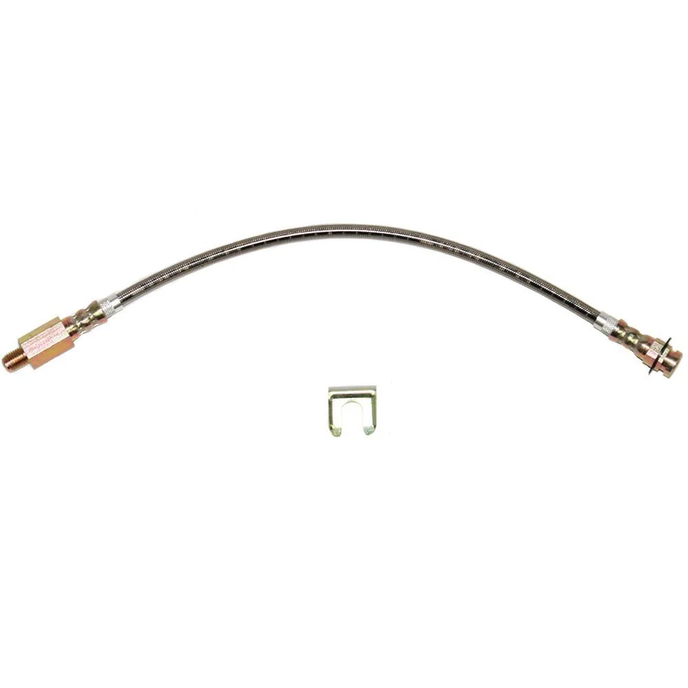 HSP4004SS- 67-70 Chevy Bel Air, Biscayne, Impala; 64-67 Chevelle, El Camino; 64-66 Pontiac Lemans, GTO; 64-67 Cutlass, 442; Buick Skylark ,GS; Front Drum Brake Hose; Stainless