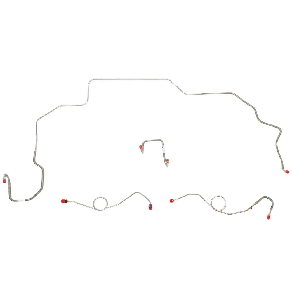 RKT6801- 68-70 Mopar B-Body, Power/Standard Drum, 4pc Front Brake Line Set, Right-Front Routes UNDER Frame
